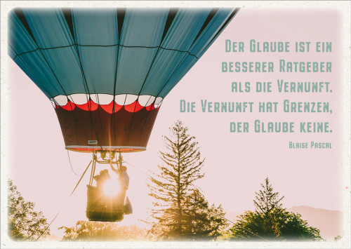 Postkarte Glaube vs. Vernunft - Heisluftballon