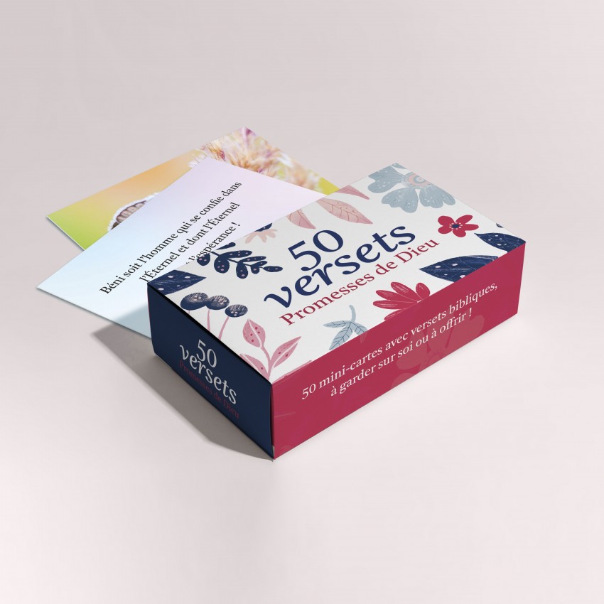 Coffret de 50 mini-cartes - 50 versets - Promesses de Dieu