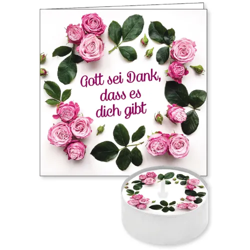 Gott sei Dank, dass es dich gibt - Lichtgruß - mit passender Faltkarte (9 x 9 cm