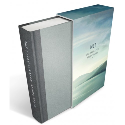 Anglais, Bible d'étude New Living Translation, couverture lin gris ardoise, coffret