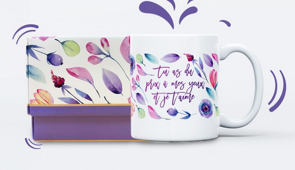 Mug motifs floraux colorés "Tu as du prix à mes yeux"
