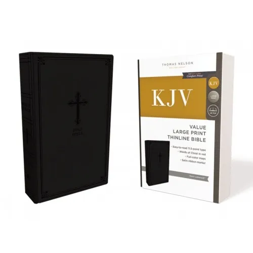 Anglais, Bible King James Version, gros caractères, similicuir noir