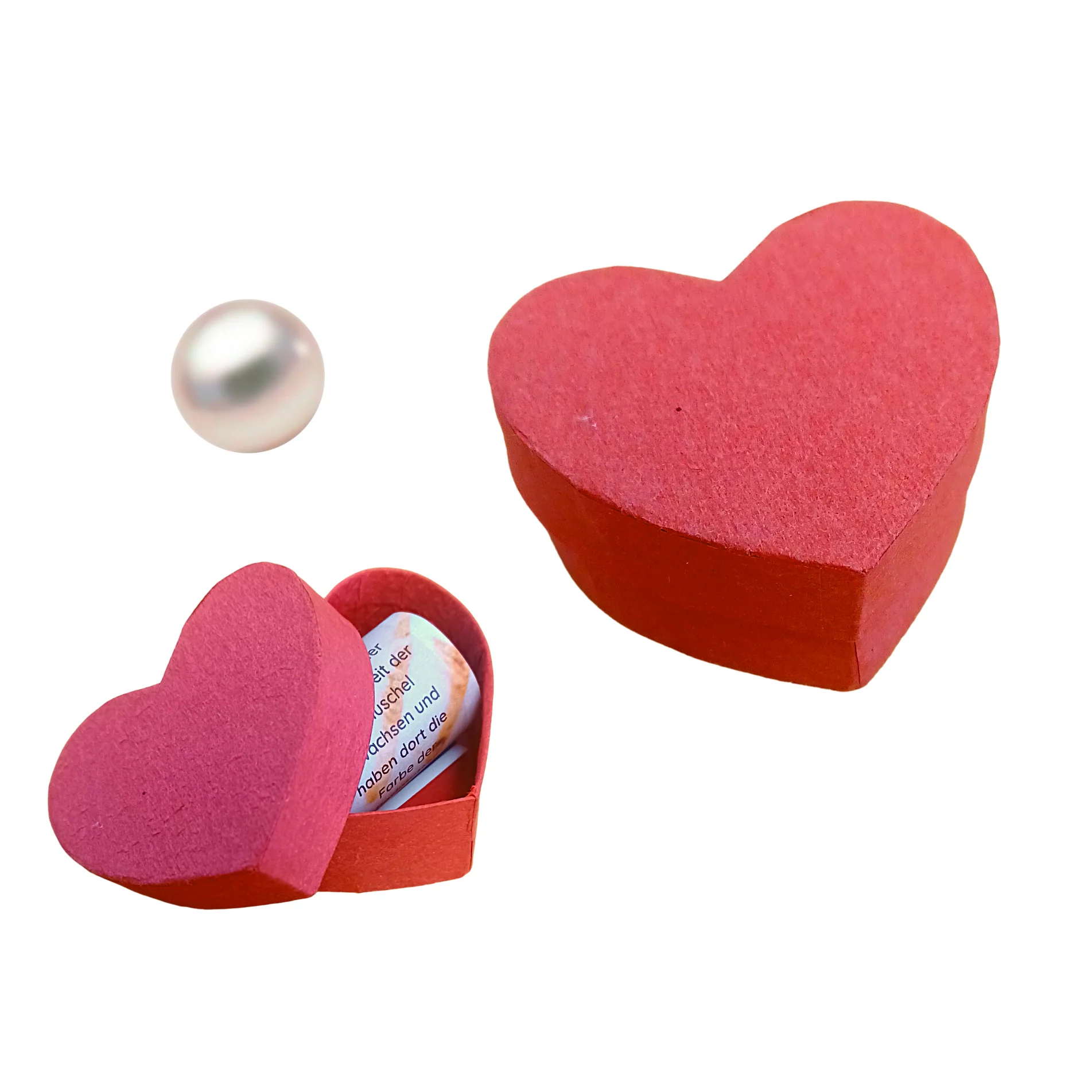 Kartonage-Herz mit Perle & Text - HERZSCHACHTEL