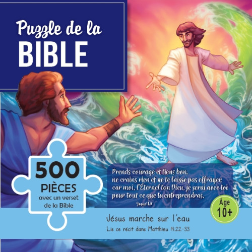 Puzzle de la Bible - Jésus marche sur l'eau - Prends courage et tiens bon… - Josué 1.9