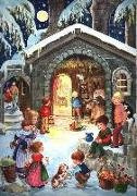 Adventskalender 'Am Stall' - Papier-Adventskalender - Ab 4 J., mit Glitzer