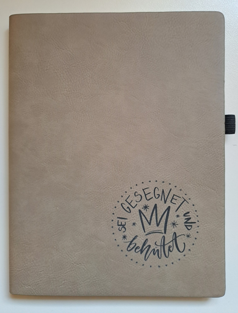 Notizbuch mit Schlaufe -Sei gesegnet und behütet - Beige mit Logo