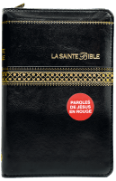 Bible Segond 1910, noire, couverture souple, avec fermeture éclair, onglets, tranche or et...