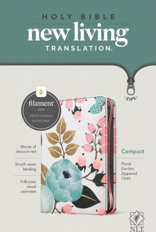 Anglais, Bible New Living Translation, couverture florale, tissue, fermeture éclair - NLT Compact...