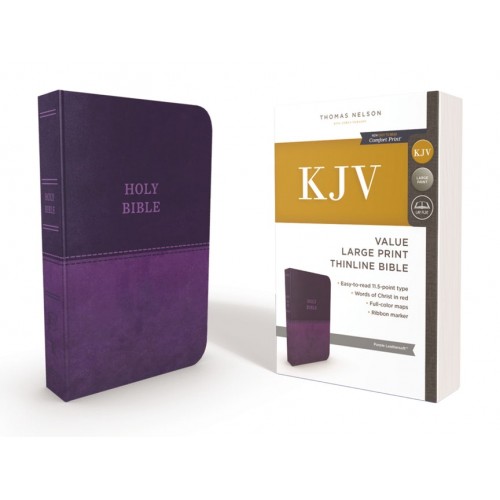 Anglais, Bible King James Version, gros caractères, similicuir, violette