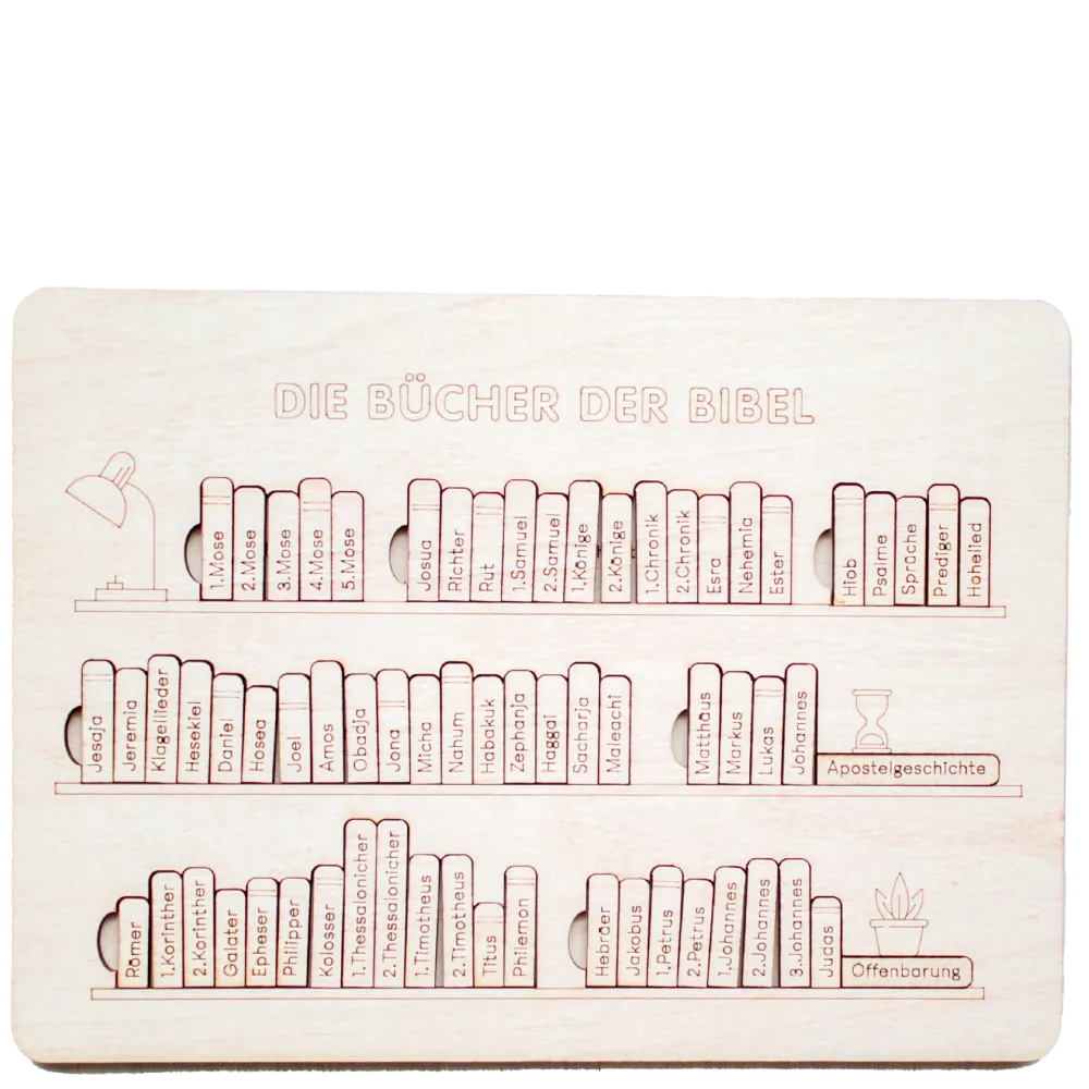 Puzzle Die Bücher der Bibel aus Holz - Die Bücher der Bibel spielerisch auswendig lernen.