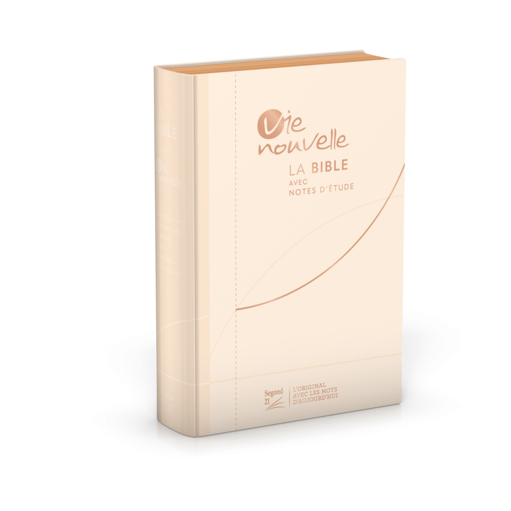 Bible d'étude Vie nouvelle, Segond 21 - Couverture souple, toile beige, tranches or rose