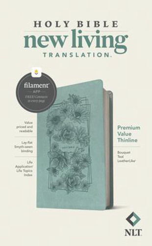 Anglais, Bible, New Living Translation, Filament Edition, similicuir turquoise, motif bouquet -...
