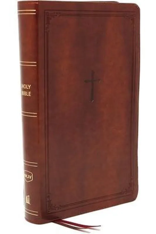 Anglais, Bible, NKJV, compact, similicuir, brune