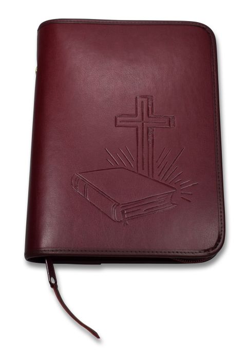 Bibelhülle Taschenausgabe - Bibel und Kreuz - weinrot, Kunstleder

Größe 13,5 x 20 x 4 cm
