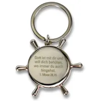Schlüsselanhänger "Steuerrad" Gott ist mit dir - mit Kompass