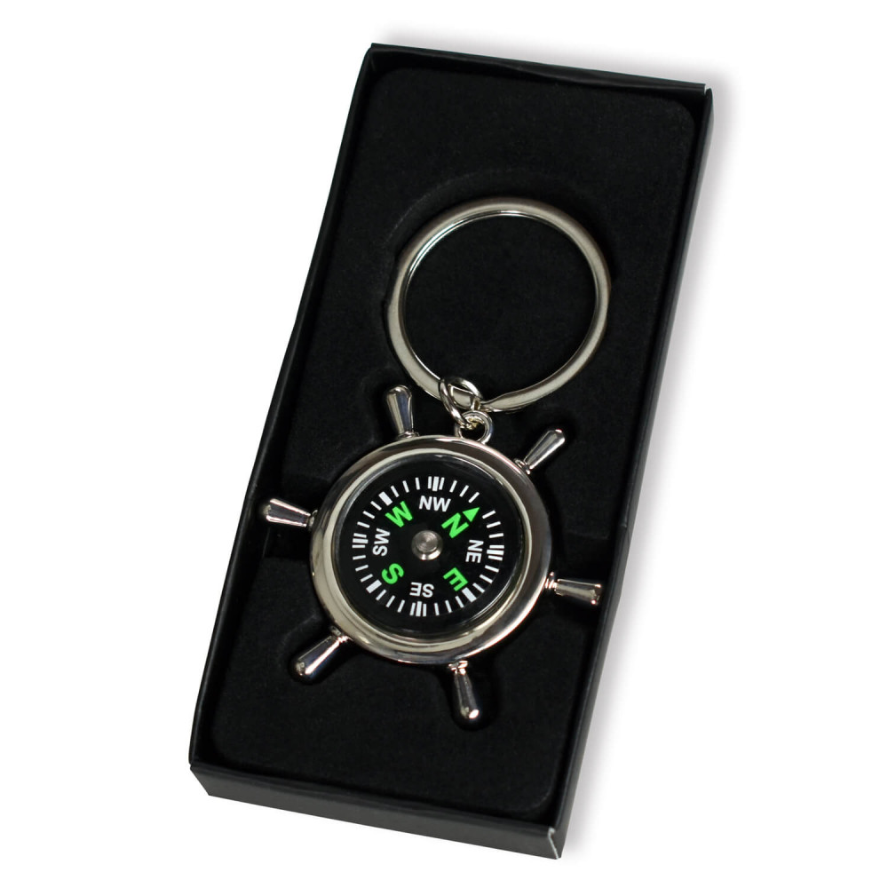 Schlüsselanhänger "Steuerrad" Gott ist mit dir - mit Kompass