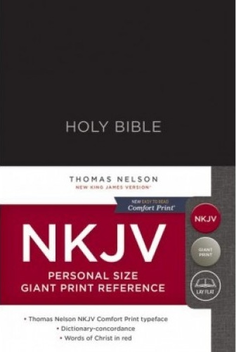 Anglais, Bible, NKJV, moyen format, très gros caractères, paroles de Jésus en rouge, références...