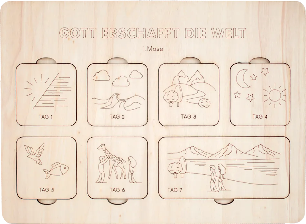 Gott erschafft die Welt - Lerne die 7 Tage der Schöpfungsgeschichte kennen.