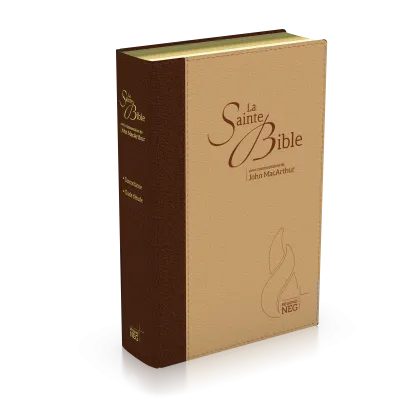 Bible d'étude Segond NEG MacArthur - couverture souple brun/beige, tranche or, onglets