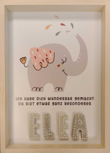 Cementini Wandbild ELEFANT Namenbild - Personalisierbar mit Namen