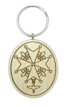 Porte-clés bois croix Huguenote