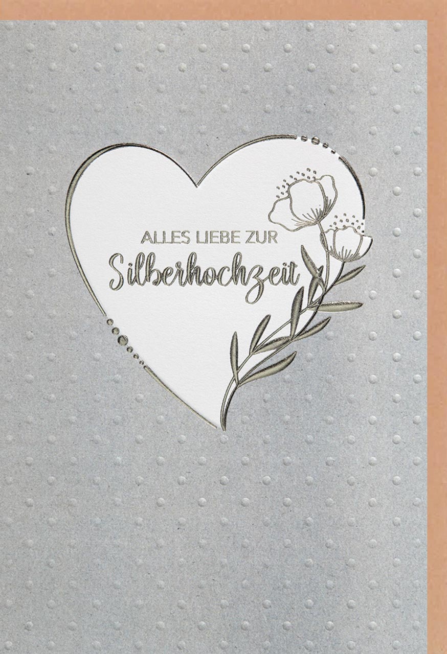 Faltkarte Alles Liebe zur Silberhochzeit Rosenherz