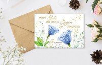 Faltkarte Alles Gute und Gottes Segen Lovely - Blumen blau