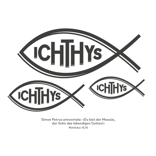 Ichthys - Fisch (3 Ichthys-Aufkleber auf Karte)