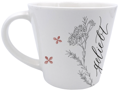 Tasse - Geliebt - weiss, rosa, 300ml
