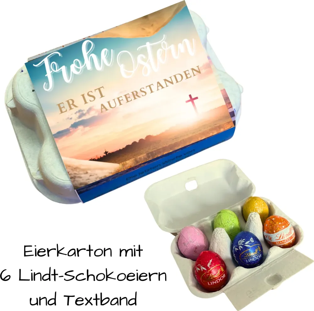 Eier-Karton "Frohe Ostern - ER ist auferstanden"