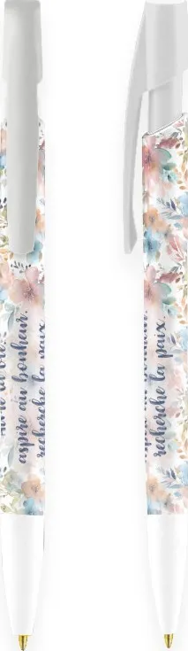 Stylo Motifs floraux pastels « Aime la vie...» Ps. 34.12-15 - Encre noire