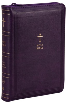 Anglais, Bible King James Verison, compact, similicuir, violette, fermeture éclair