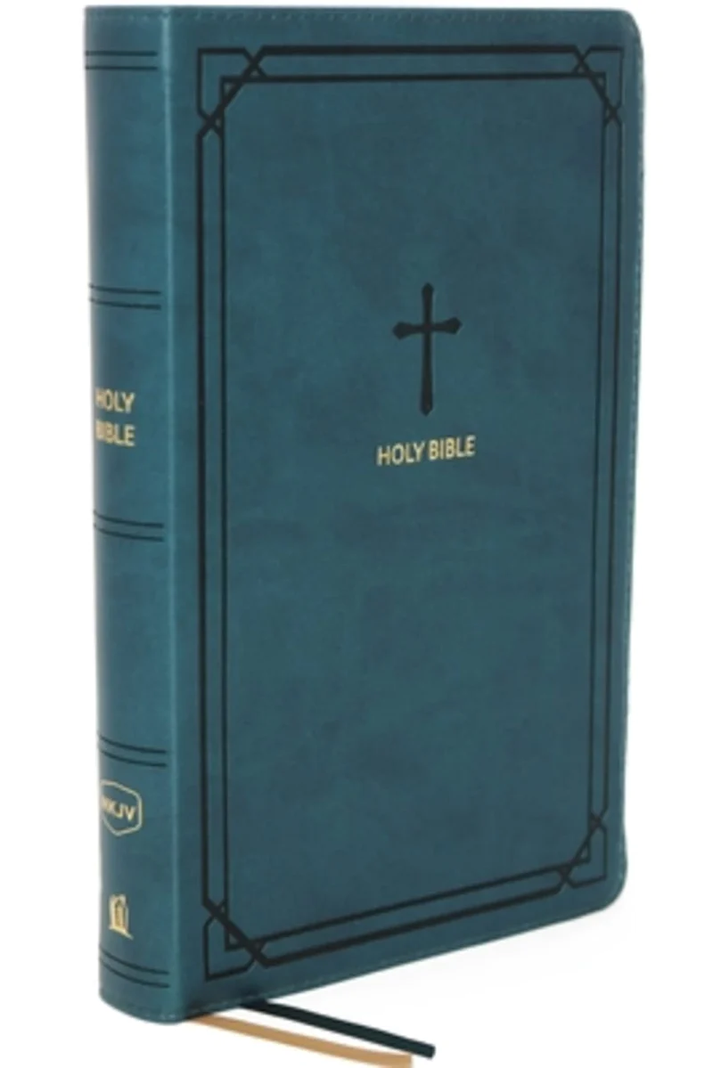 Anglais, Bible, New King James Version, compact, cuir, bleu