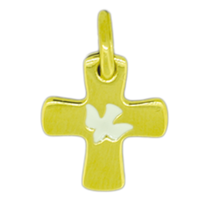 CROIX PLAQUE OR COLOMBE/BLEU