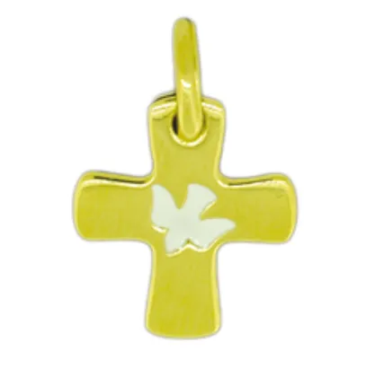 CROIX PLAQUE OR COLOMBE/BLEU