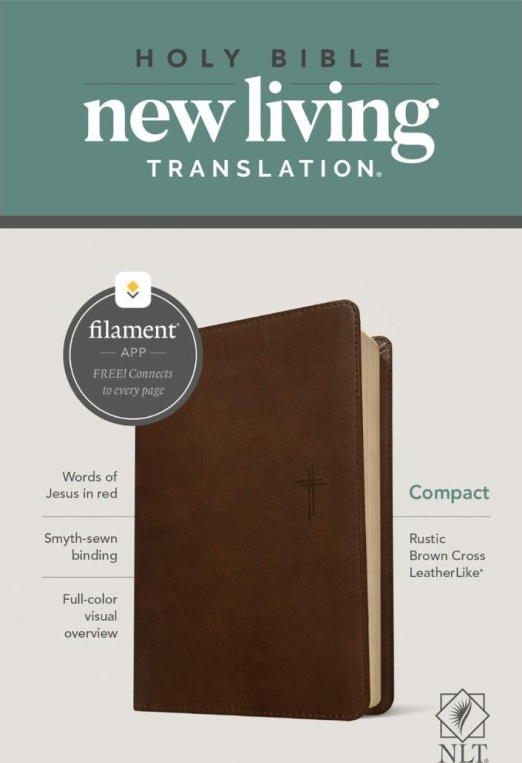 Anglais, Bible, New Living Translation, similicuir brun, paroles de Jésus en rouge - NLT Compact...