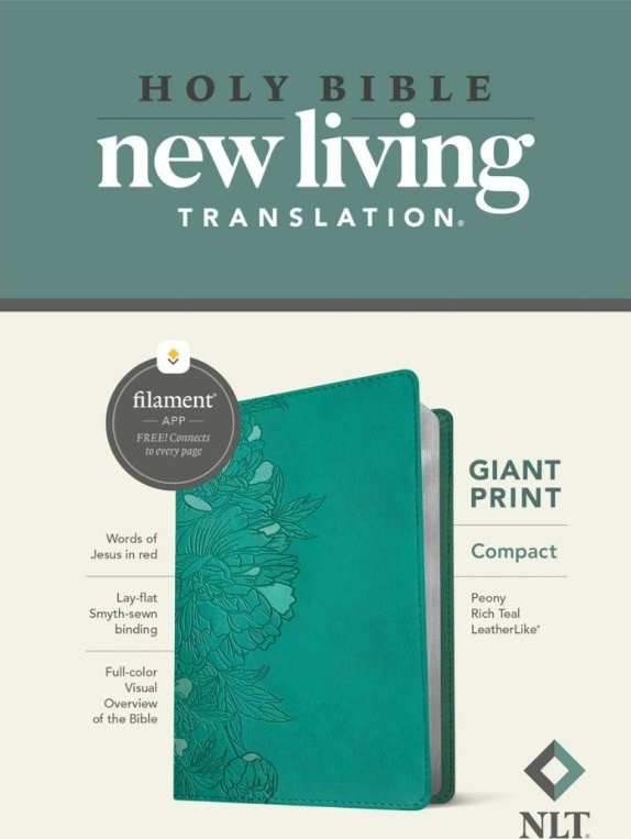 Anglais, Bible, New Living Translation, gros caractères, petit format, similicuir turquoise,...