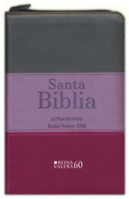 Espagnol, Bible, Reina Valera 1960, gros caractères, moyen format, similicuir souple tricolore...
