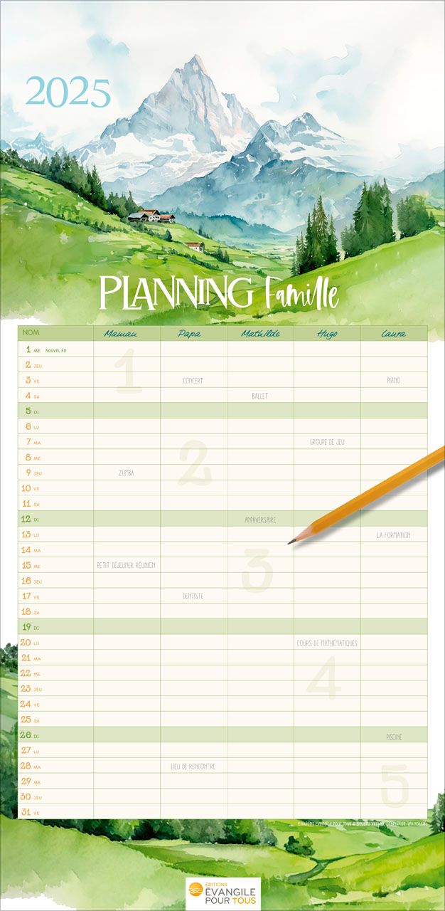 Planning famille - Calendrier mural