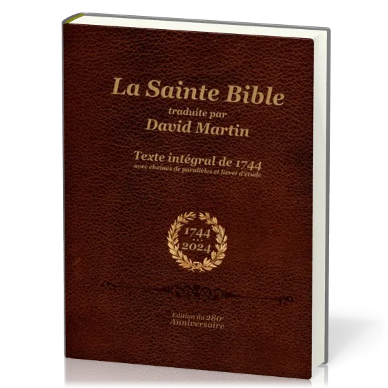Bible David Martin, éd. 1744, reliée rigide - avec chaînes de parallèles et livret d'étude,...