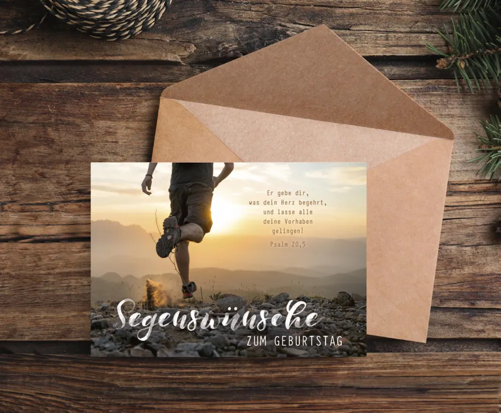 Faltkarte Läufer zum Geburtstag - Psalm 20,5