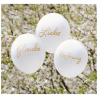 Glaube - Liebe - Hoffnung - Luftballons (12 Ex.) - weiß/metallic