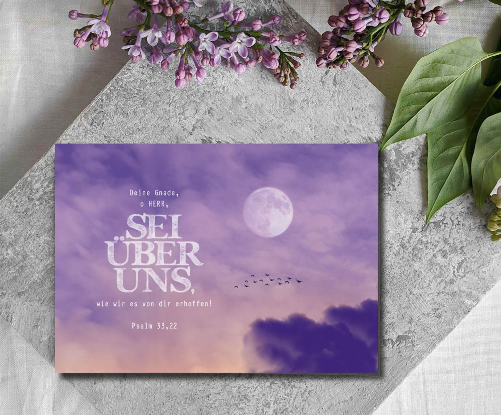 Postkarten lila Abendhimmel - Psalm 33,22