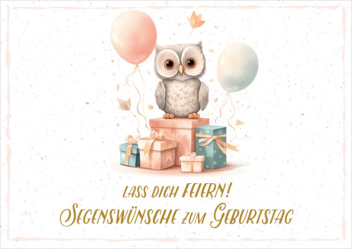 Postkarte Eule zum Geburtstag