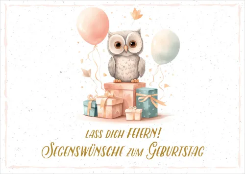 Postkarten Eule zum Geburtstag