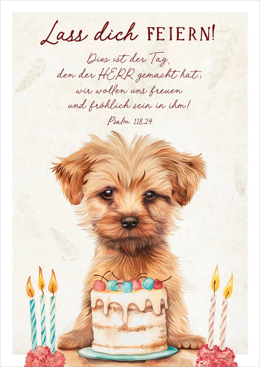 Postkarten niedlicher Hund - Psalm 118,24