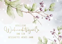 Postkarte violette Beeren - 1. Johannes 4,9