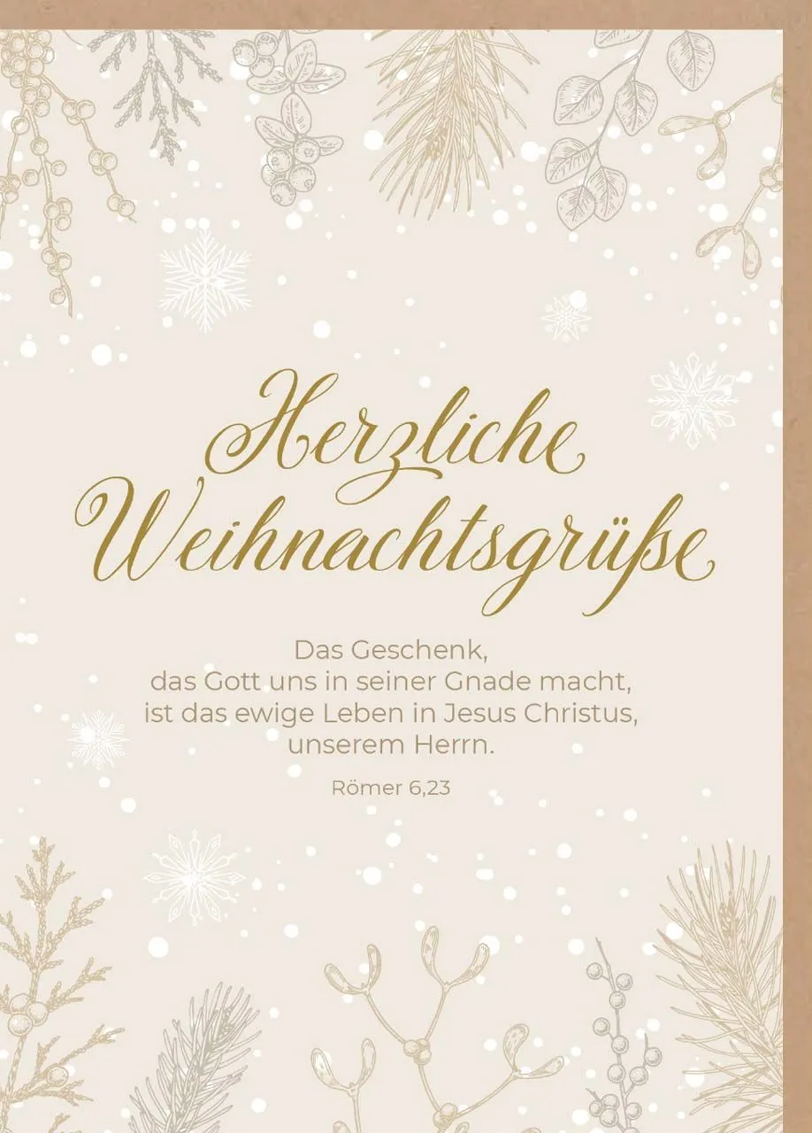 Faltkarte zu Weihnachten mit Goldveredelung - Römer 6,23