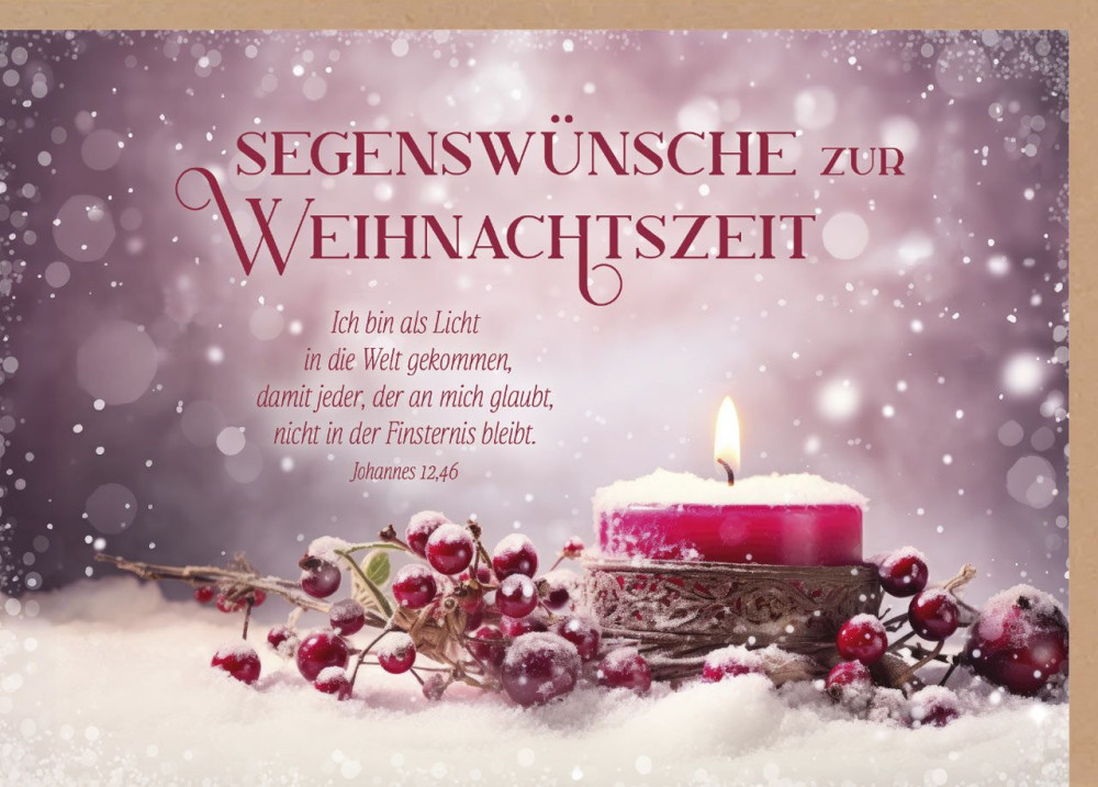 Faltkarte Weihnachten Rote Kerze - Johannes 12,46