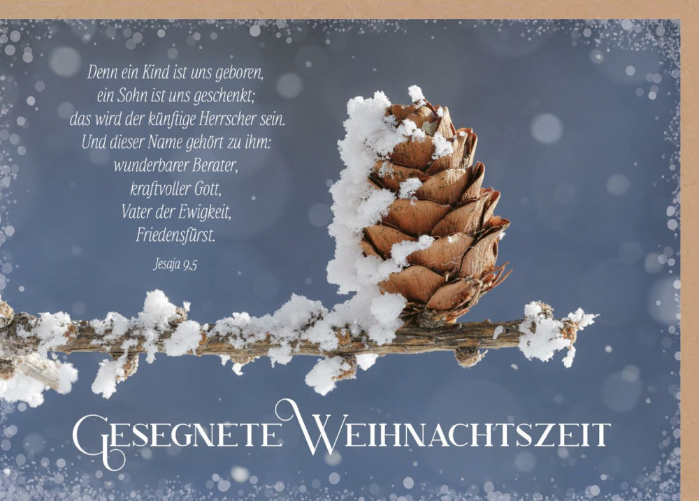 Faltkarte Weihnachten Tannenzapfen - Jesaja 9,5